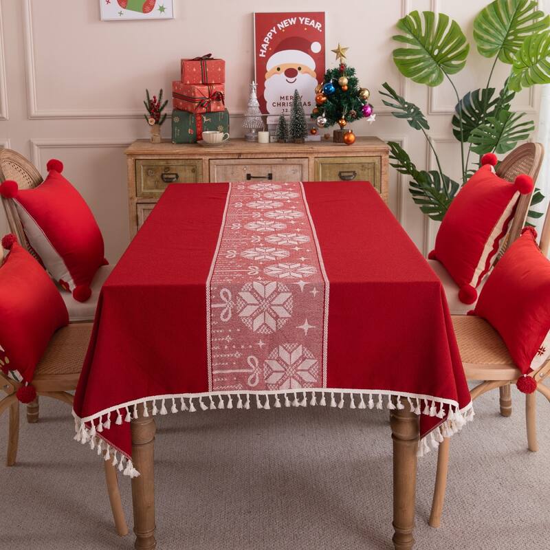 High Quality Washable Rectangle Polyester tablecloths, Wrinkle Resistant Washable Dining Room Table linen for Rectangle Table