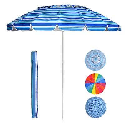8FT Beach Umbrella Portable Sunshade Umbrella with Sand Anchor