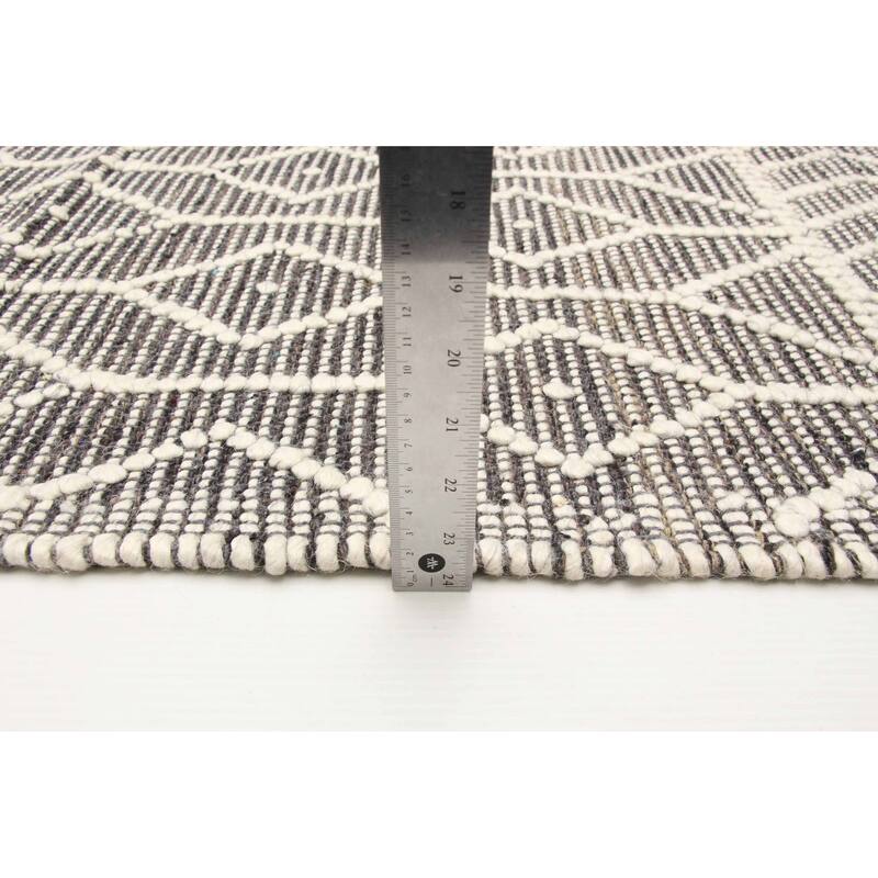 ECARPETGALLERY Braid weave Sienna Grey Wool Rug - 5'0 x 8'1