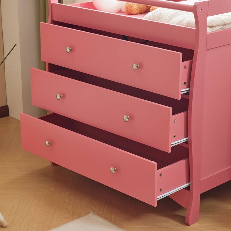 Solid Wood Changing Table with Three Drawers - N/A