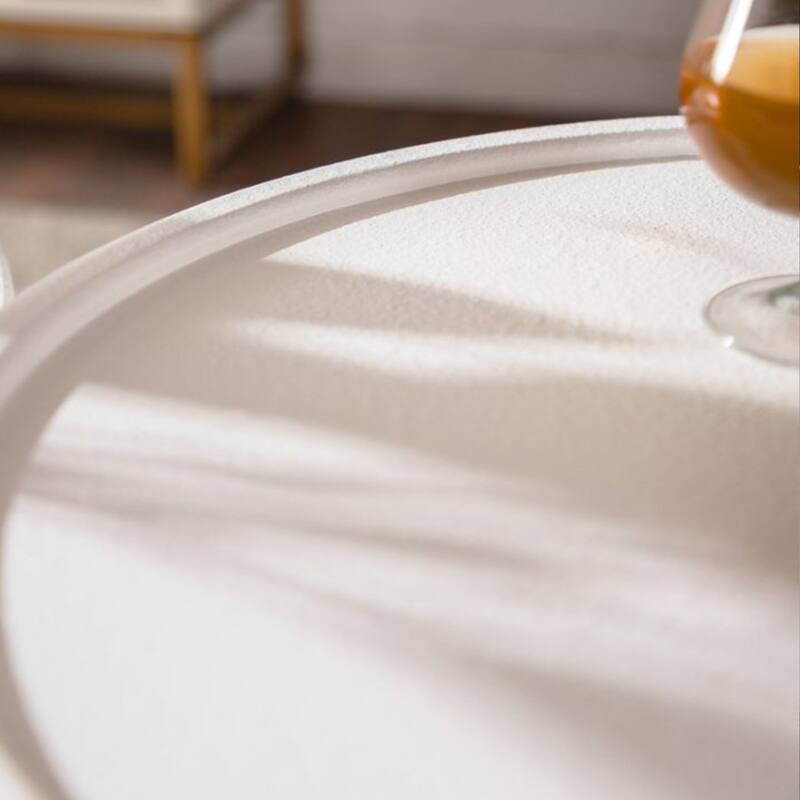 Round Relief End Table, Small Accent Pedestal Side Table, Sturdy Wooden Accent Table for Living Room