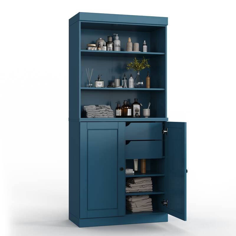 100% Solid Wood 32" Bathroom Cabinet with Optional Doors, 2-Drawers by Palace Imports