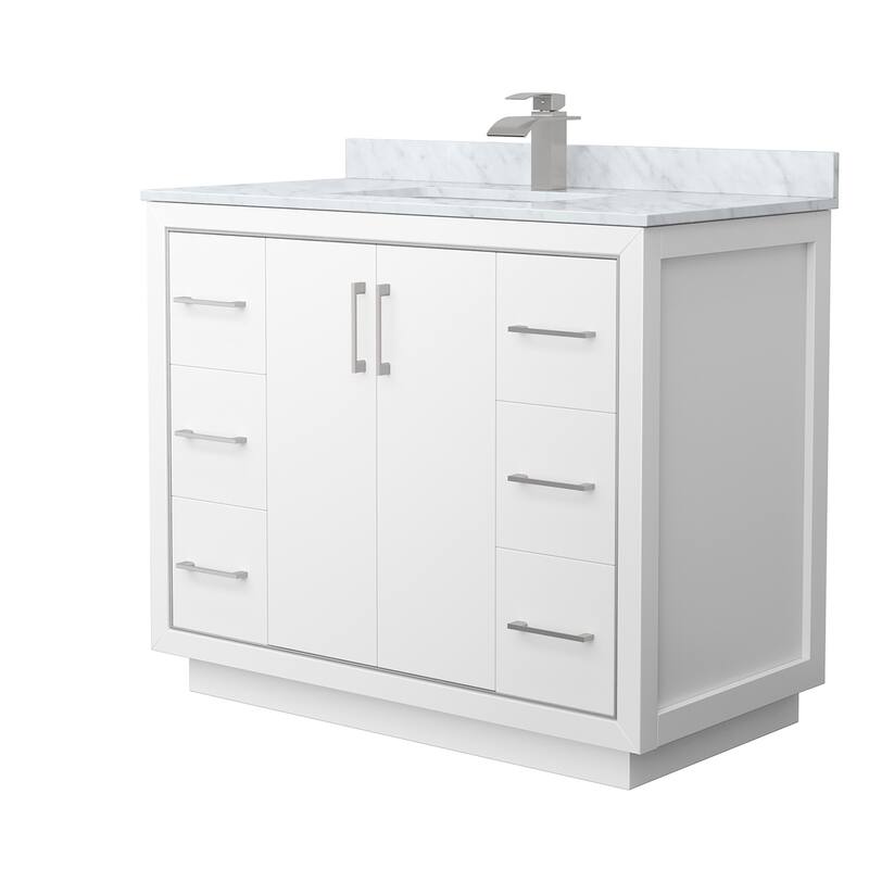 Wyndham Collection WCF1111-42S-NAT-MXX Icon 42" Free Standing Single - White / Brushed Nickel Hardware