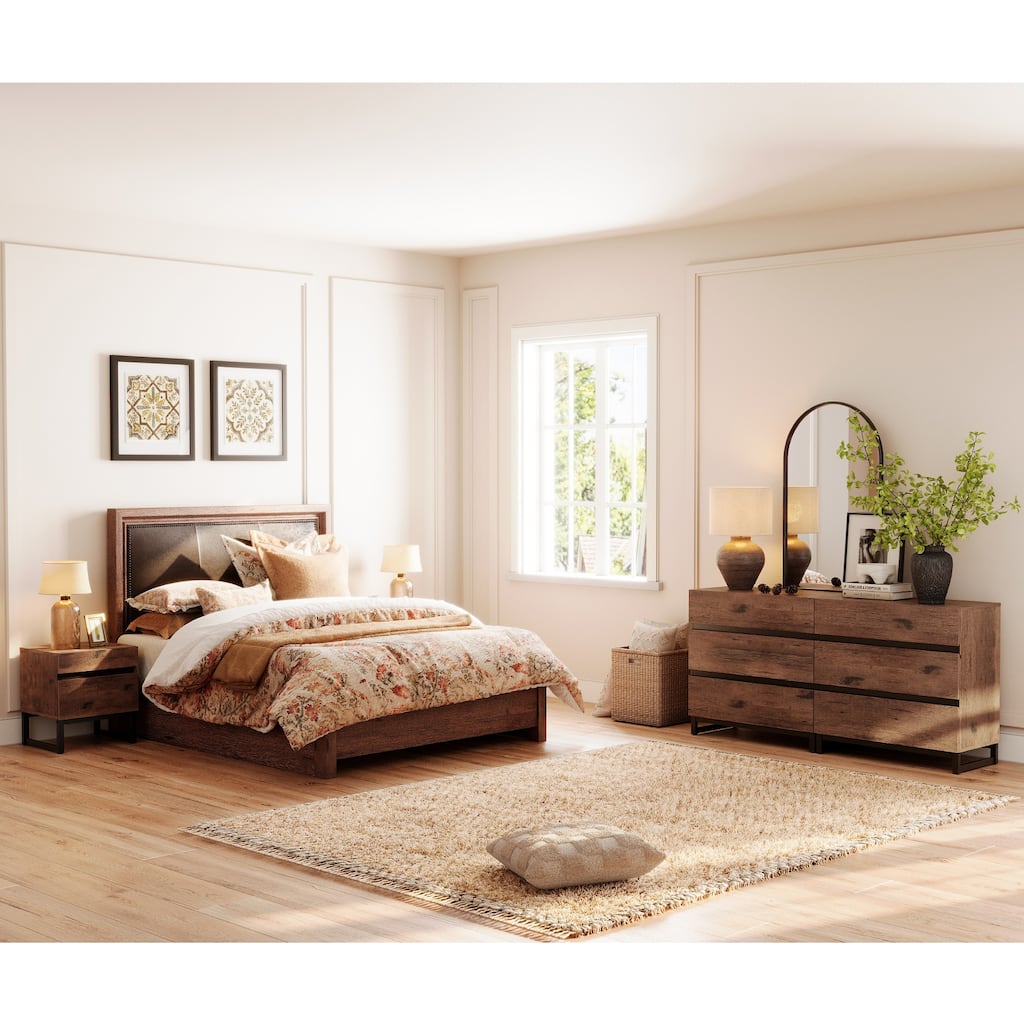 3-Piece Dresser And Nightstand Set, 63 Inches Dresser With 6 Drawers, 2 Nightstand With 4 Drawer, Bedroom Furniture Set