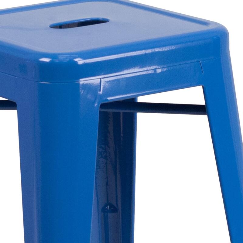 24" High Backless Metal Indoor-Outdoor Counter Height Stool w/Square Seat