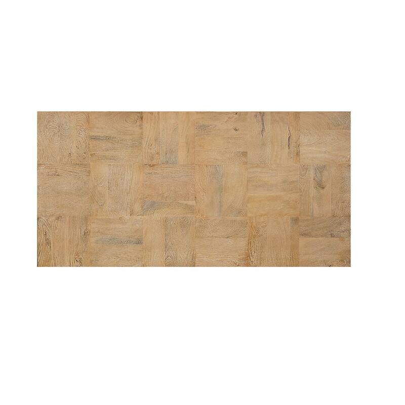 HomeRoots 59" Natural and Black Solid Wood Block Coffee Table - 59