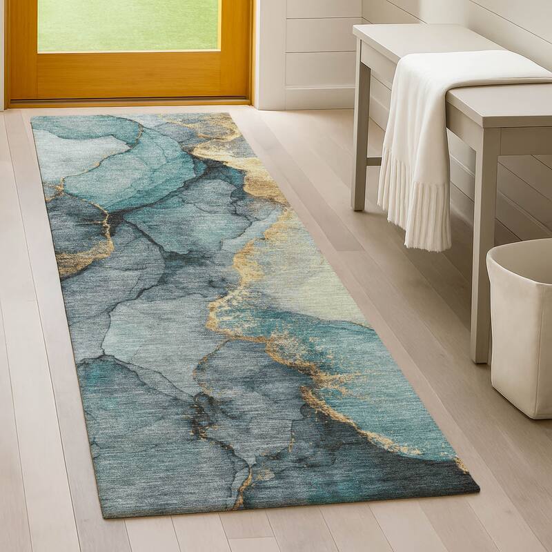 Machine Washable Indoor/ Outdoor Modern Brush Chantille Rug