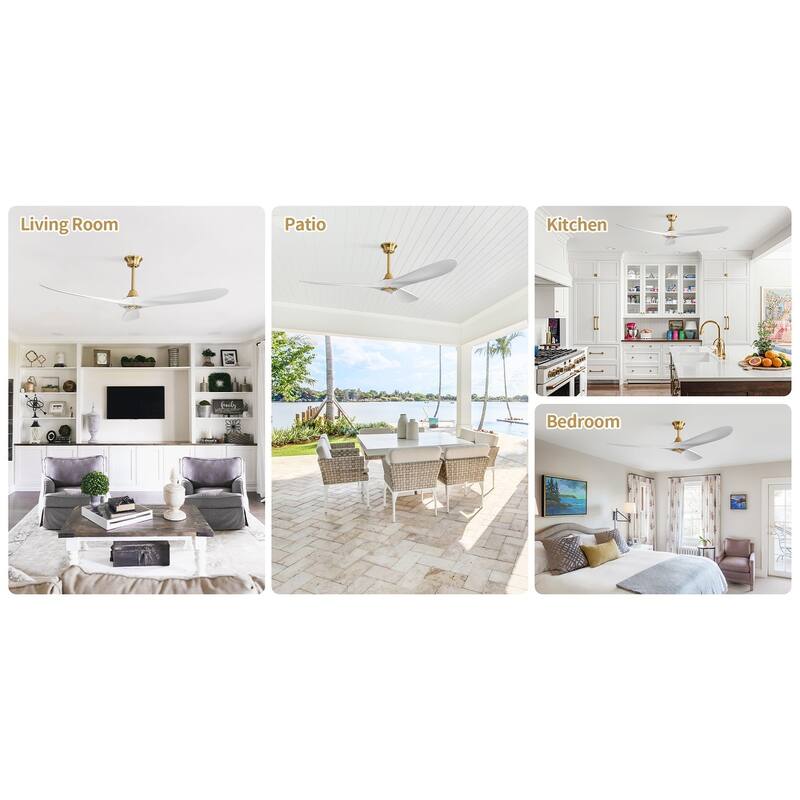 52''/60" Large Ceiling Fan without Lights, Remote Control and Reversible Motor Included, Smart Optinal