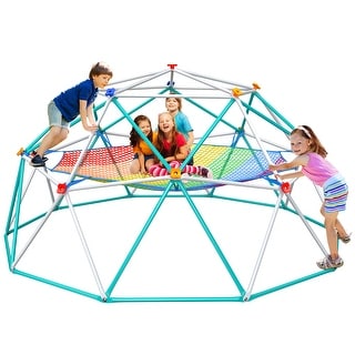 Climbing Dome with Climbing Cargo Net, 10 ft Dome Jungle Gym with Hammock for Kids Outdoor Playset Backyard - 10ftx10ft