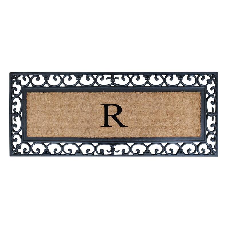 Non Slip Coir Low Profile Myla Monogrammed Entry Doormat, 17.7"x47.25" - monogrammed r