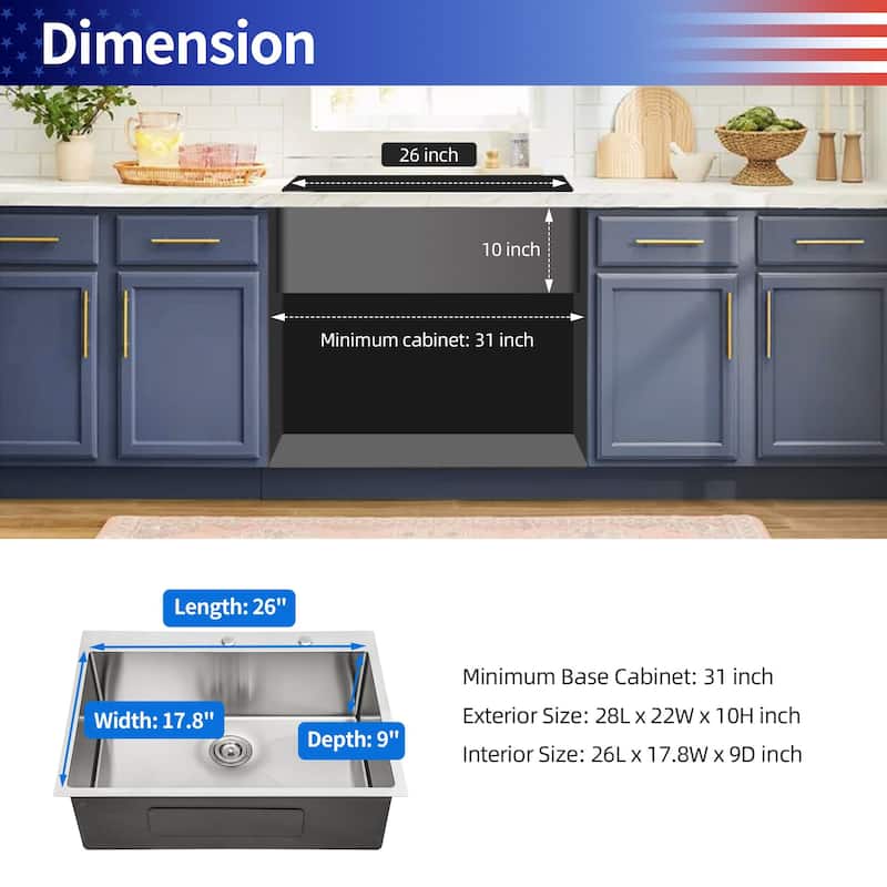 Drop-in Single Bowl Stainless Steel Kitchen Sink