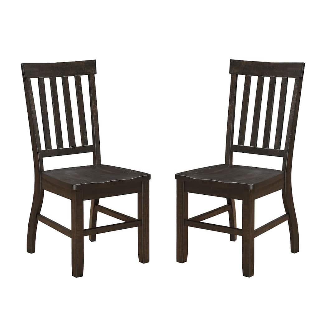 Set of 2 Wood Side Chair in Rustic Walnut Finish