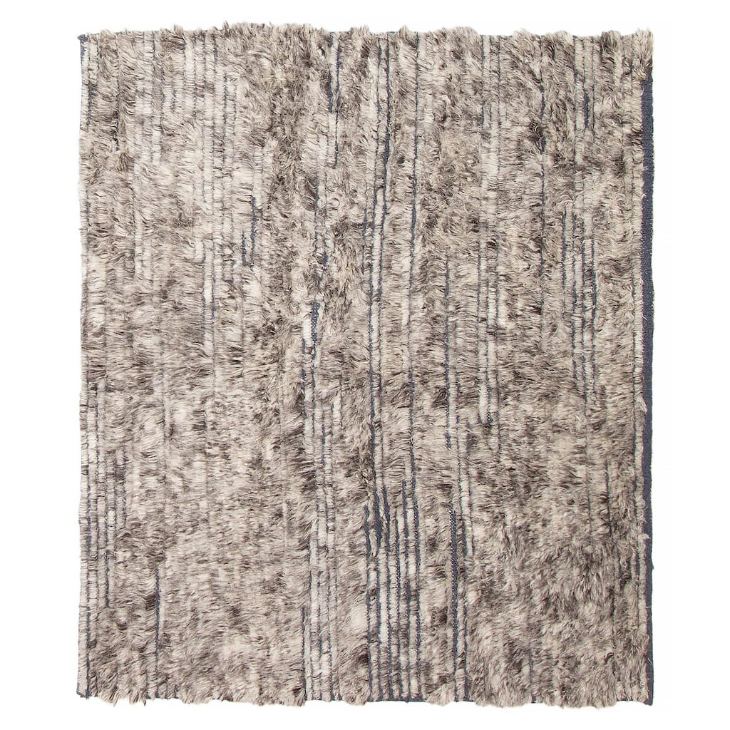 ECARPETGALLERY Hand-knotted Tangier Grey Wool Rug - 4'2 x 5'2