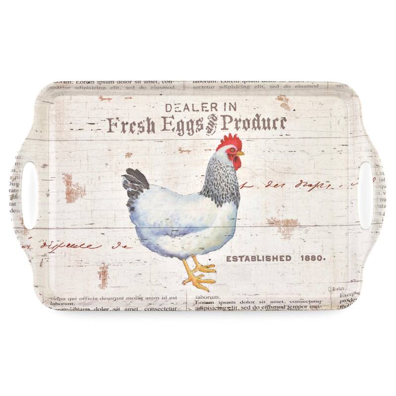 Pimpernel On The Farm Large Melamine Handled Tray - 17.75" x 13" - 17.75" x 13"