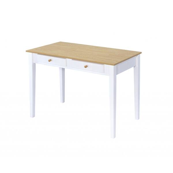 slide 2 of 5, Wood And White Finish Cottage Desk With 2 Drawers