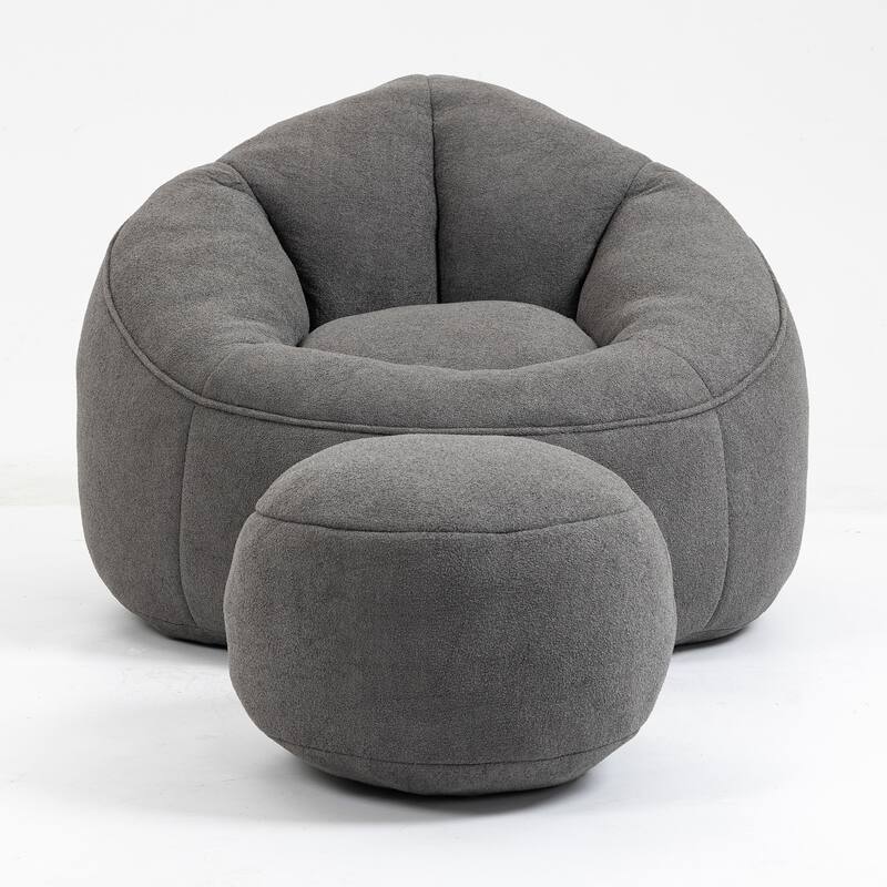 High Pressure Foam Bean Bag Sofa Chair with Footrest
