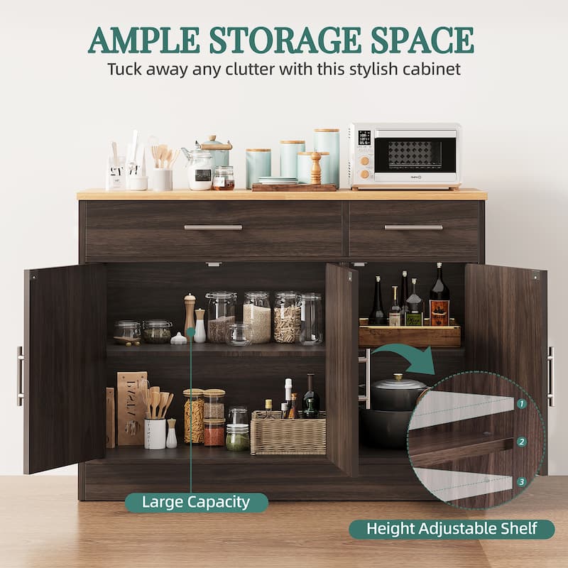 3-Door Buffet Sideboard Accent Cabinet - Multifunctional Organizer