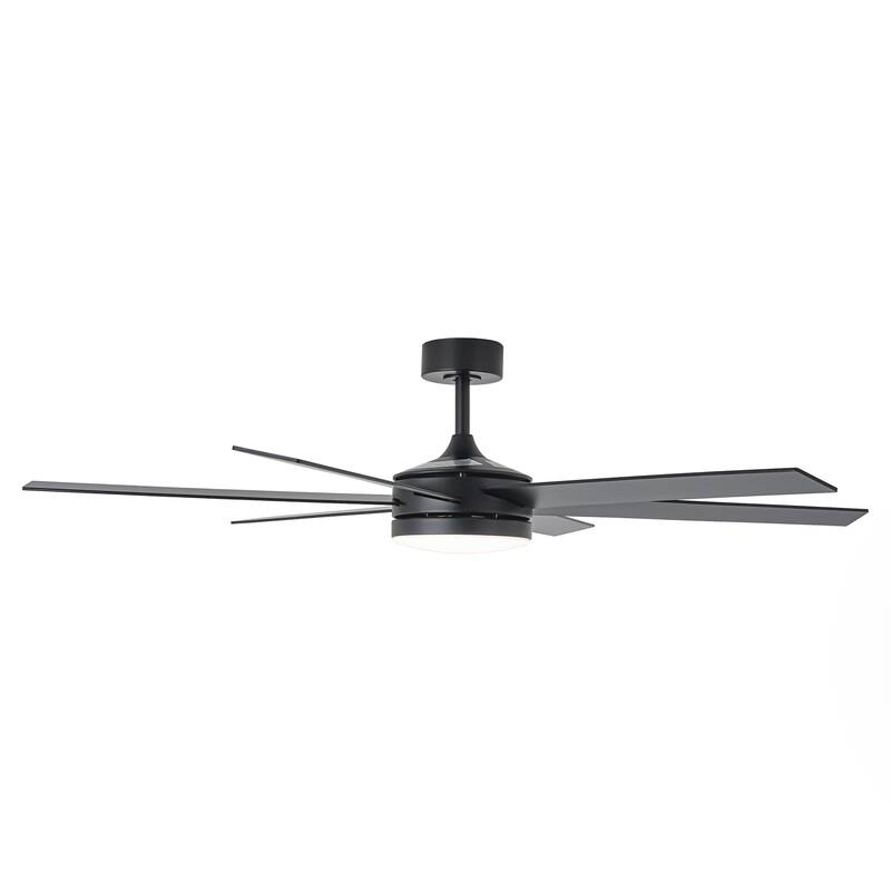 60-inch Modern Black Wood Integrated LED Indoor Smart Ceiling Fan with Light and APP