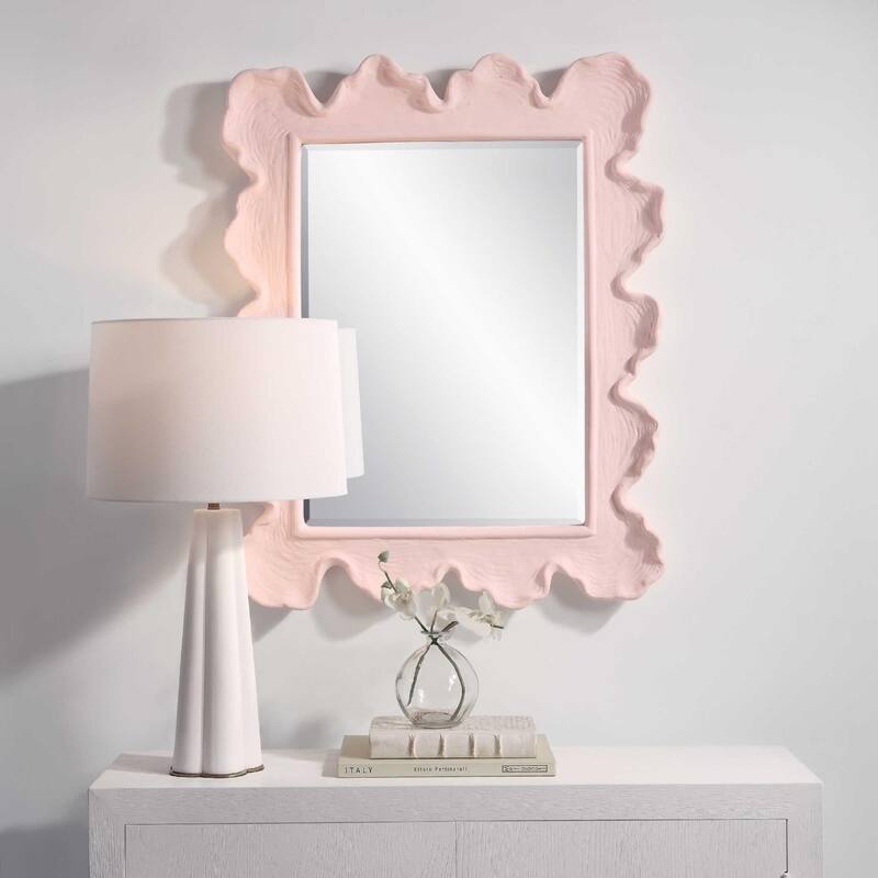 Sea Coral Coastal Framed Wall Mirror - 34.25" - Pink