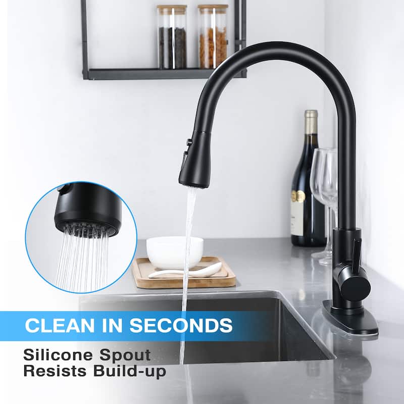 Single-Handle Pull-Down Sprayer Kitchen Faucet with Soap Dispenser