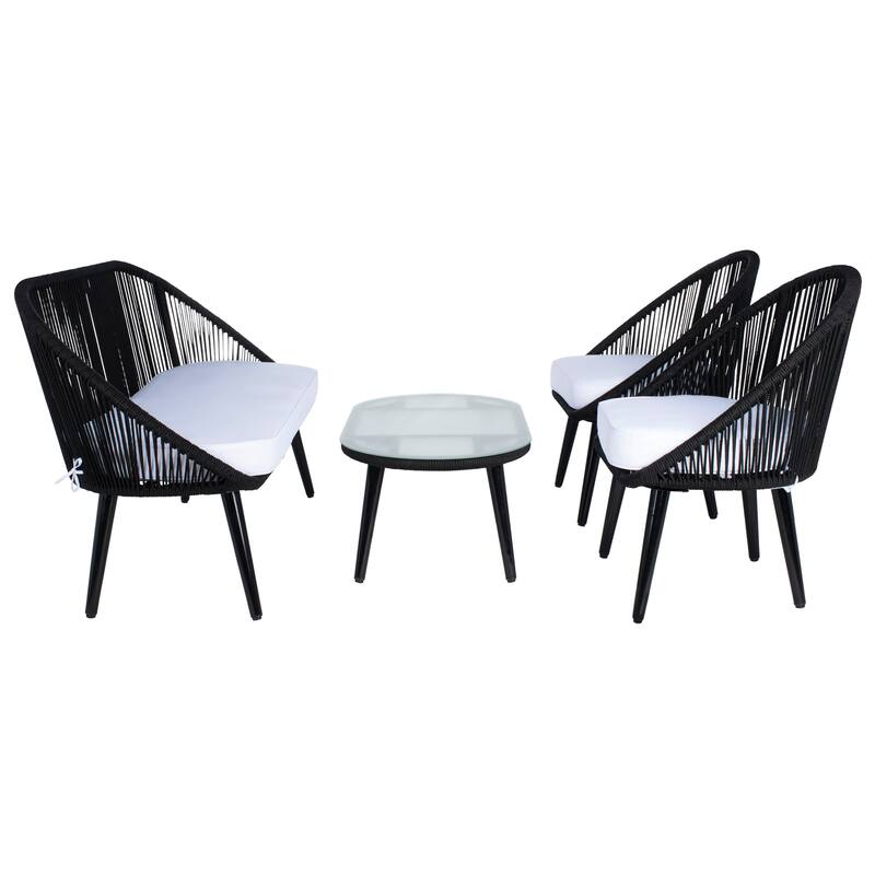 SAFAVIEH Outdoor Morena 4-Piece Conversation Patio Set - 54W x 34D x 24H