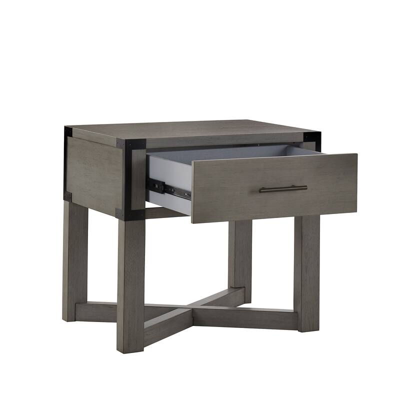 Mendocino Wood Finish X-Base End Table with Drawer by iNSPIRE Q Classic