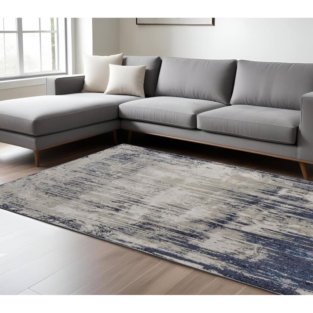 Xiho Power Loomed Distressed Abstract Modern Non Skid Area Rug By HomeRoots - 8' x 10'