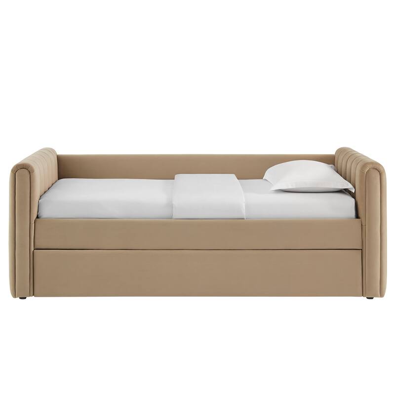 Veyla Channel Tufted Performance Velvet Twin Daybed With Trundle