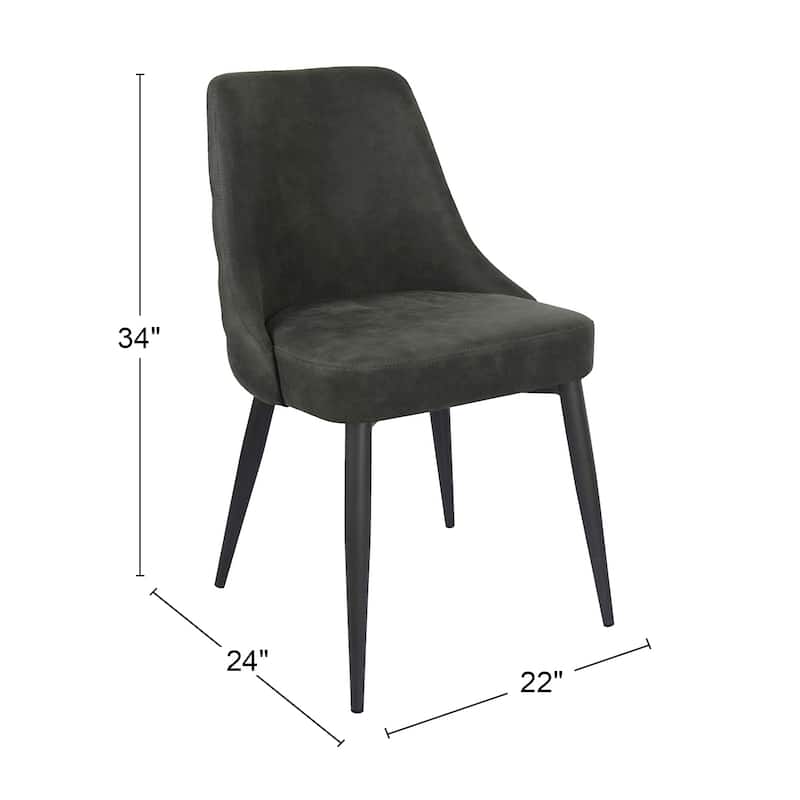 Set of 2 Microfiber Upholstered Dining Chairs, Grey