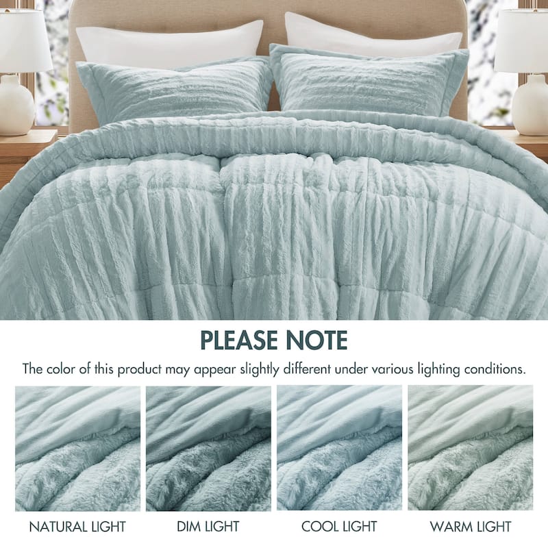 Madison Park York Faux Fur Comforter Mini Set