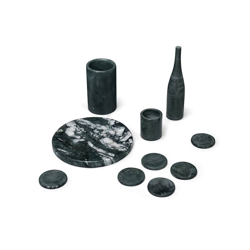 Roomfitters Natural Marble Dining Room Accessories Set, Luxury 10-Piece Genuine Stone Tabletop Collection