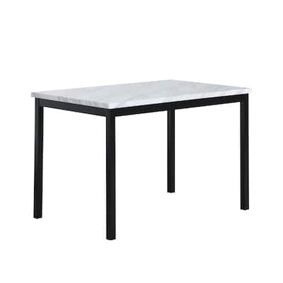 Metal Dining Table with Laminated Faux Marble Top