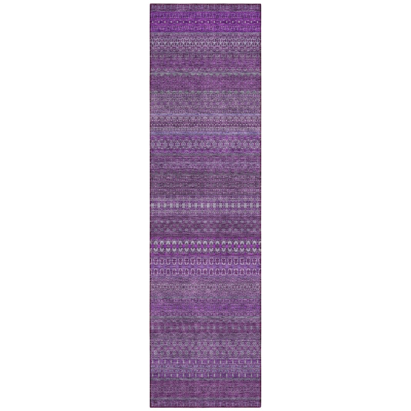 Machine Washable Indoor/ Outdoor Moroccan Stripes Chantille Rug