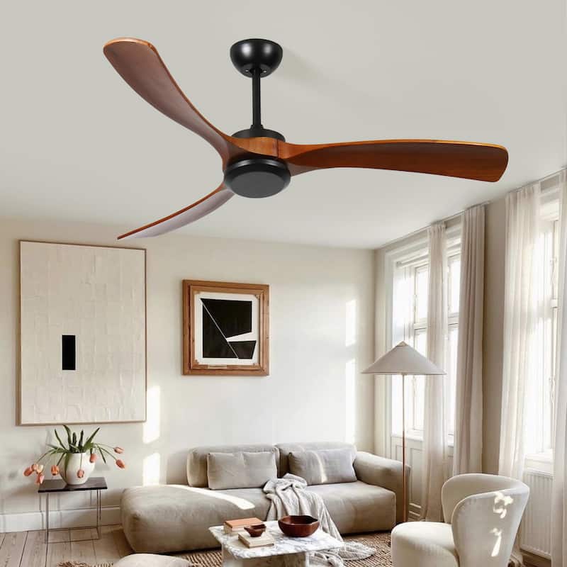 72 Inch wood Ceiling Fan with Remote Control, Low Profile Ceiling Fan without Light,Noiseless Reversible DC Motor with Timer