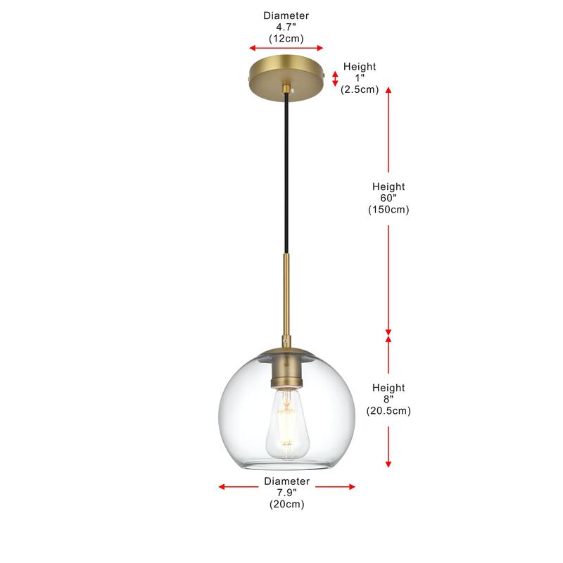 1-Light Pendant with 8 inch Clear Glass