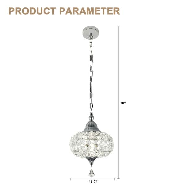 dimension image slide 0 of 2, Bella Depot 11" Modern Crystal Dimmable Chandelier Luxuruy Lantern Pendant Light for Living Room Kitchen Island Hallway