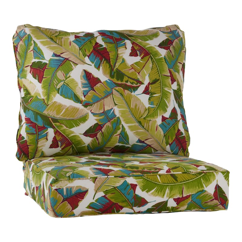 Outdoor 2-Piece Reversible Deep Seat Cushion Set (Cushions Only) - Palm Leaves Multi