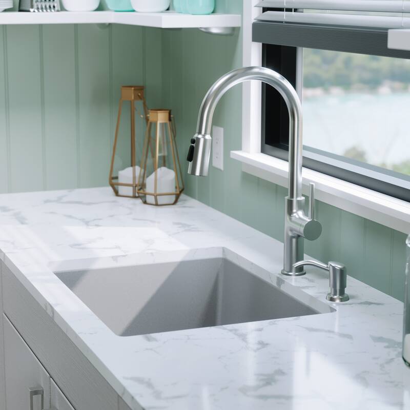 Karran Undermount 24.38 in Single Bowl Quartz Kitchen Sink