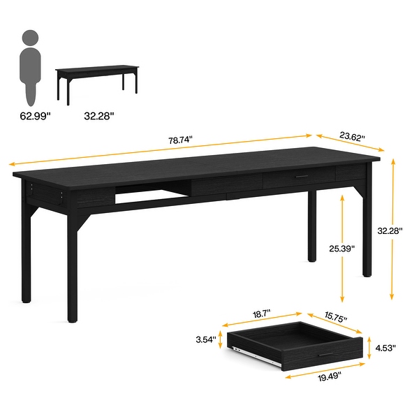 78.7 Extra Long Computer Desk Two Person Large Desk with 2 Drawers On Sale Bed Bath Beyond 39696537