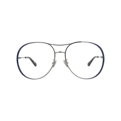 Chloé Aviator-Frame Metal Optical Frames, Transparent Lens, Shiny Gradient Transparent Varnished Dark Blue/Light Ruthenium Frame