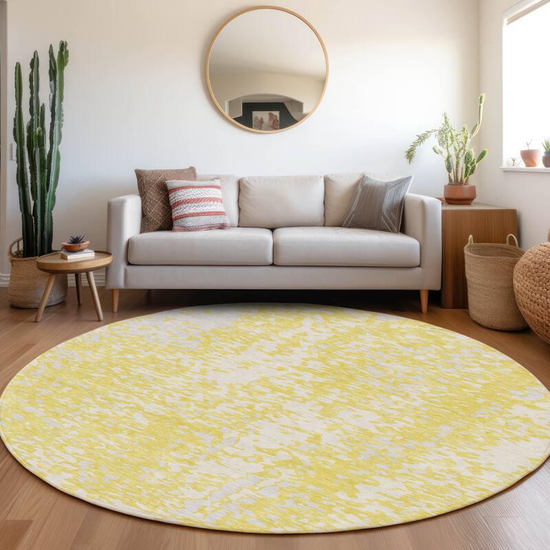 Premium Washable Super Soft Abstract Causal Mayfield Rug - Yellow - 8' x 8'