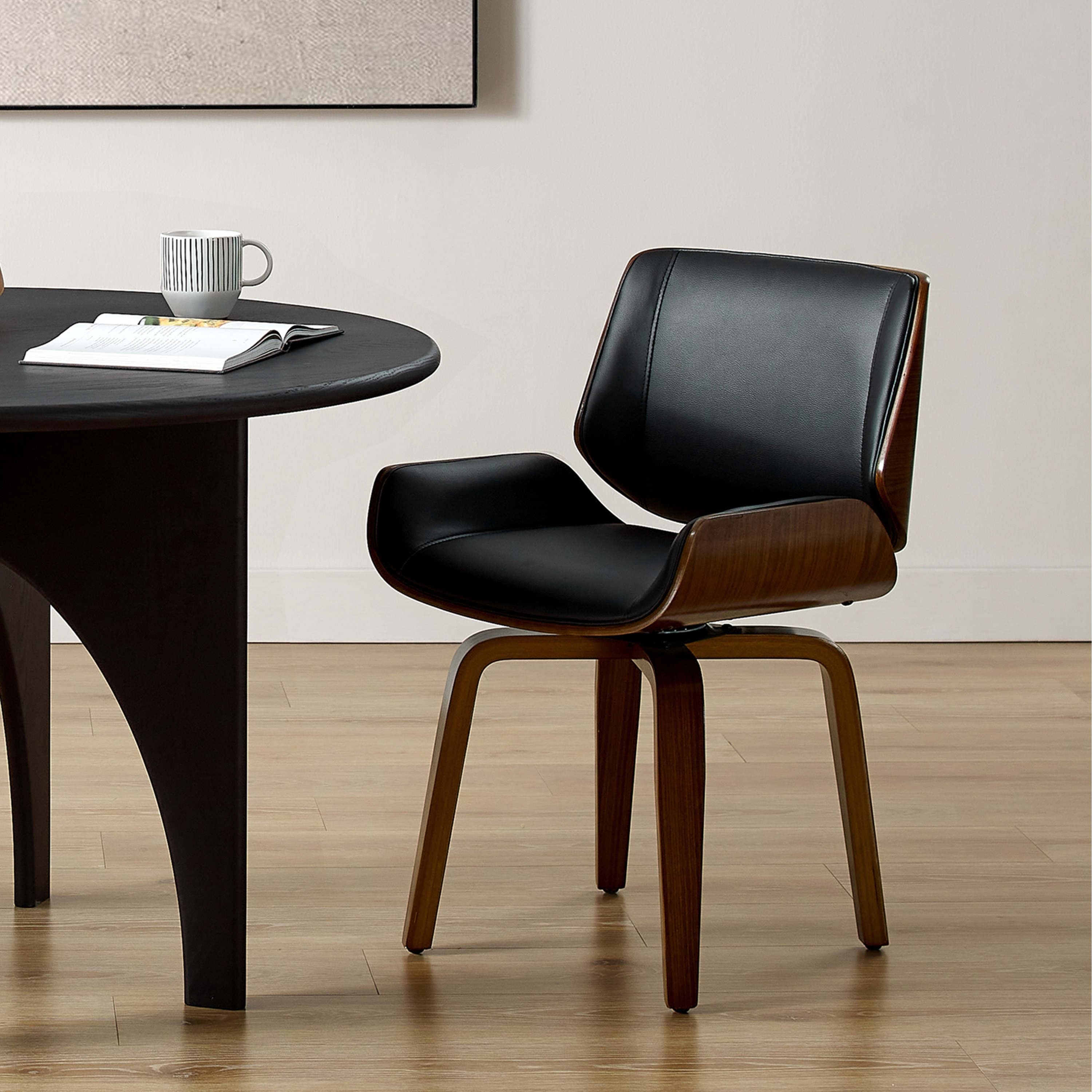 Mid-century Modern Art Leon Swivel Accent Chair with Stylish Design-image