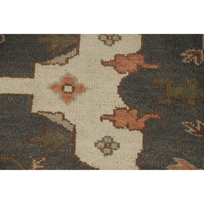 Gray Oushak Indian Area Rug Hand-Knotted Wool Carpet - 8'2" x 9'8"