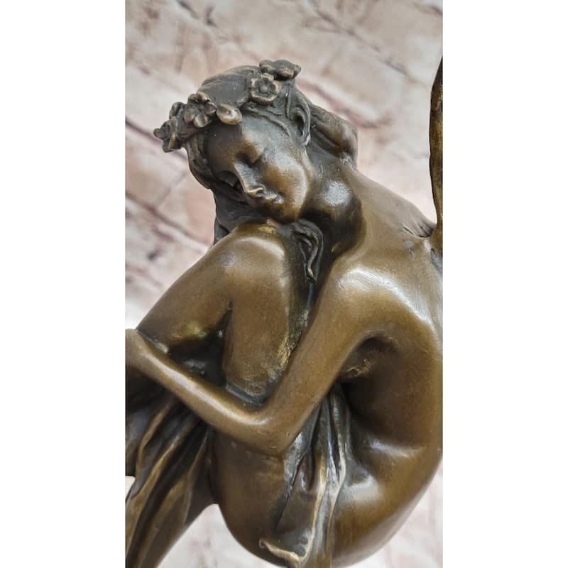 Sleeping Winged Fairy Angel Nymph Bronze Fantasy Statue Sculpture Collectible 15.5 Inches X 6 Inches