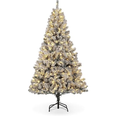 6FT Pre-Lit Artificial Christmas Tree with Warm White Lights - Green