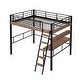 preview thumbnail 5 of 7, Full Size Loft Kids Bed Frame with Built-in Desk, Storage Shelf and Ladder, Black