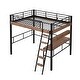 preview thumbnail 5 of 11, Metal Full Size Loft Bed with Built-in Desk, Storage Shelf and Ladder, Black