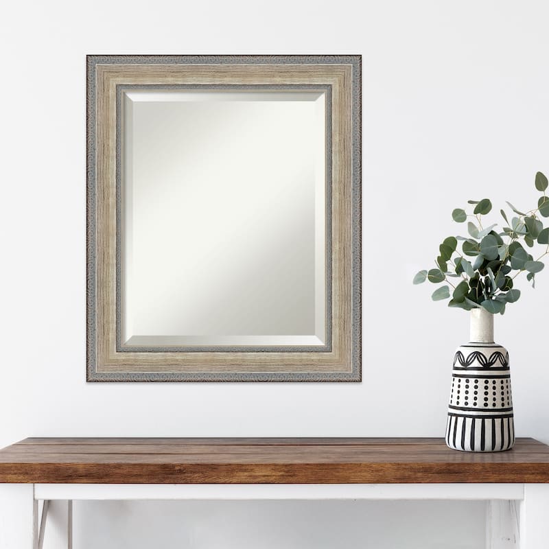 Fleur Silver Beveled Wood Framed Wall Mirror - Fleur Champagne Silver