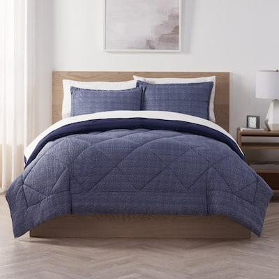 Serta Supersoft Cooling Bed Set, Reversible Bedding Comforter and Solid Sheet Set