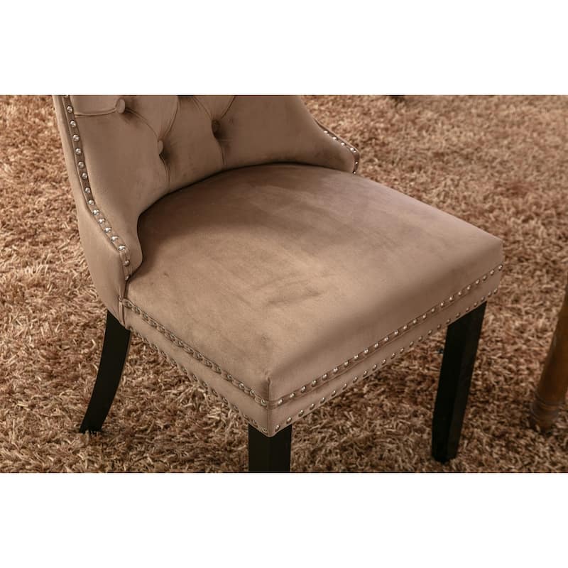 Tufted Solid Wood Velvet Dining Chair,2-Pcs Set